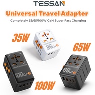 TESSAN 35W/65W/100W GaN Universal Travel Adapter with USB Ports Type C Fast Charging Power Adapter EU/UK/USA/AUS plug for Travel