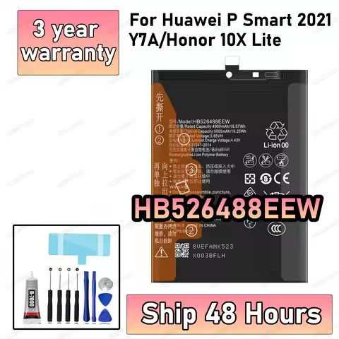 100% New High Quanlity Replacement HB526488EEW Battery for Huawei P Smart 2021/Y7A/Honor 10X Lite Ba