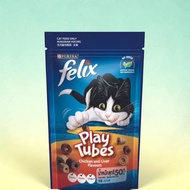 Felix Play Tubes Cat Treat Chicken Liver Snack Kucing Crunchy 50g
