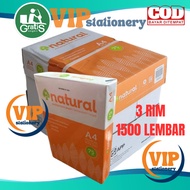 Paper A4natural = 3 reams = 1500 sheets 75gsm HVS/ A4natural/ for A4 HVS photos