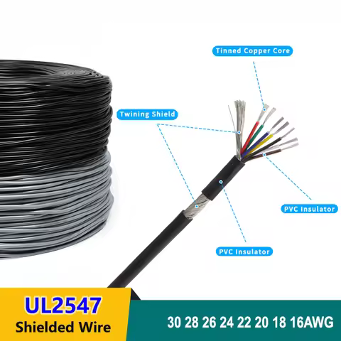 1/5M Shielded Wire Signal Cable 32 30 28 26 24 22 20 18 AWG Channel Audio 2 3 4 5 6 8 Core UL2547 He