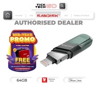 SANDISK iXpand Flash Drive Flip for Iphone lighting/USB Flash Drive [SDIX90N] (64GB/128GB/256GB)