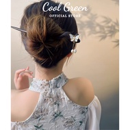 [Free Box] Natural Black Sandalwood Hair Brooch with Butterfly Flowers and High Quality Mother of Pe