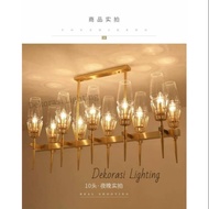 Lampu gantung kristal panjang 10 lampumakan minimalis dekorasi