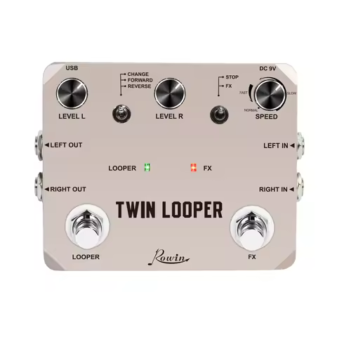 Rowin LTL-02 Twin Looper Electric Guitar Effect Pedal Loop Station 11 Type of Play with 10 Minutes o