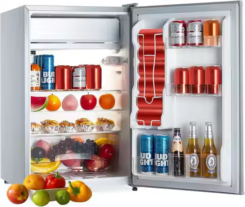 Mini Fridge with Freezer, 4.3 Cu.Ft Mini Refrigerator Fridge, Single Door Mini Fridge with 7 Levels 