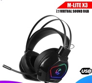 หูฟังเกมมิ่ง Tsunami M-LITE X3 7.1 Virtual Sound RGB Gaming Headphone