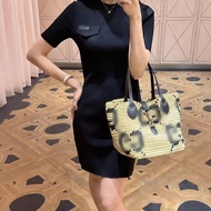 2I9X GU #25 Spring Summer New Style French Fashionable Slimmer Look Knitted Short-Sleeved Dress