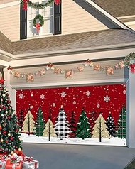 Christmas Garage Door Banner 7x8 ft Christmas Tree Garage Door Banner Christmas Decorations Red Snow