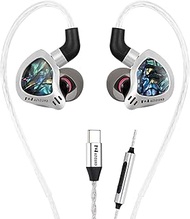 HZSOUND Ginkgo In-Ear Monitors, 10mm DD and 9mm PZT Dual Driver IEM Earphone USB-C, Wired Earphone w