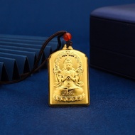 Gold Inlaid Jade Guanyin Pendant Guanyin Bodhisattva Pendant Necklace Accessories
