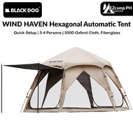 Blackdog WIND HAVEN Hexagonal Automatic Tent Dome Style 3-4 Persons Black Vinyl or Silver Coated
