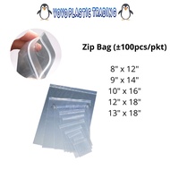 [ 100pcs ] (8x12, 9x14, 10x16, 13x18) Large Size Zip Bag / Zip Lock / Zipper Plastic Transparent / Clear Ziplock