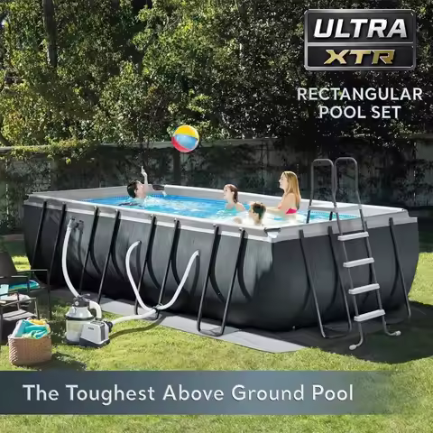 Garden Furniture Sets Ultra XTR Rectangular Frame Swimming Pool Set 18ft x 9ft x 52in Above Ground B