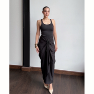 MMCHIC Draped Long Skirt (Black)