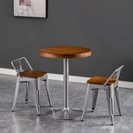 Dining Table Chair Solid Wood Dining Table Chair American LOFT All Solid Wood Combination Iron Bar D