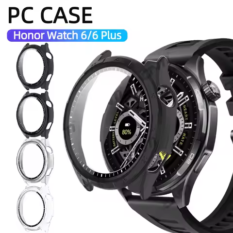 Watch Case for Honor Watch 6 / 6 Plus Tempered Glass Screen Protector Hard PC Protective Bumper Cove