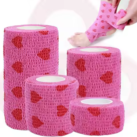 Love Heart-shaped Printed Bandage Pink Breathable 4.5m Elastic Bandage Sports Band Used for Knee Joi