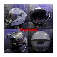 JPX NOVA X SOLID DARK GRAY GLOSSY HELMET ORIGINAL DOUBLE VISOR SNI DOT