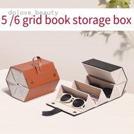 DB Multifunctional Folding Glasses Box Leather Hangable Folding Multi-Grid Glasses Storage Box