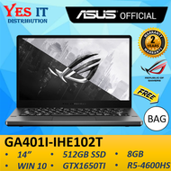 Asus Zephyrus G14 GA401I-IHE102T 14'' FHD 120Hz Gaming Laptop ( R5-4600HS, 8GB, 512GB SSD, GTX1650Ti 4GB, W10, 2YW ) FREE BAG