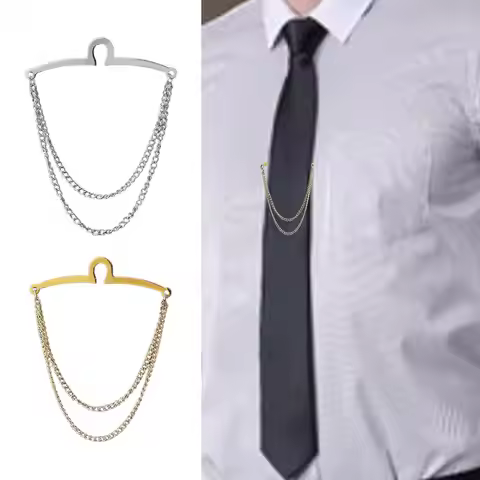 Vintage Men Tie Clip Shirt Chain Buckle U-Shaped Tie Clips Chain Jewelry Business Banquet Wedding Fo