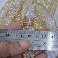 Per ROLL (+/- 10 yards 9 meter/) CRYSTAL STONE LACE