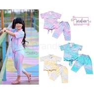 Saramina branded factory pyjamas kids pajamas SM 4 5 6 7 years years old one set tie tee rayon t-shi
