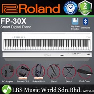 Roland FP-30X 88 Keys Digital Piano Portable Package Weighted Electric Keyboard - White (FP30X FP30 