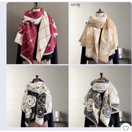 Camellia Evening Scarf, Thick Double-Sided Wool Scarf Autumn and Winter Fashion 70x40cm.DP DP