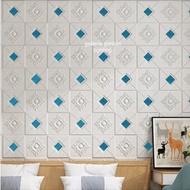 Promo wallpaper sticker foam 3d motif vienna variasi biru Berkualitas