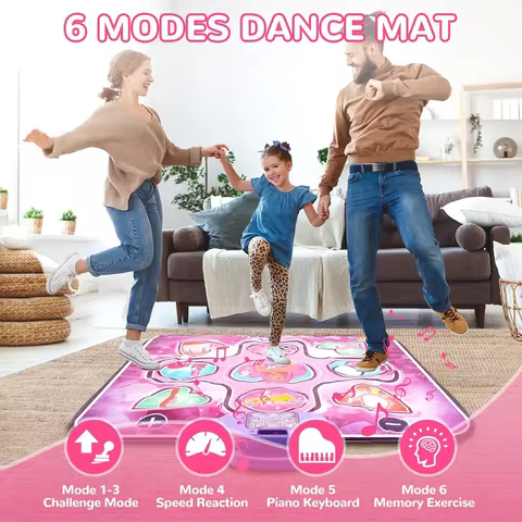 90x102CM Kids Electronic Dance Mat Dancing Blanket Double Players Mode with 9 Levels Kid Floor Music