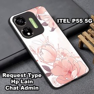 Glossy glitter Softcase for ITEL P55 5G floral motif Itel p55 5g case can also be used for all smart