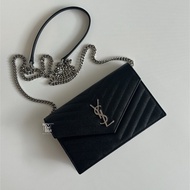 近全新🙌🏻 Saint Laurent YSL 聖羅蘭 WOC黑銀 斜背包 肩背包