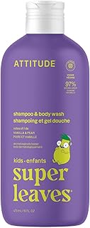 ATTITUDE Shampoo and Body Wash for Kids, EWG Verified Hair and Body Cleanser, Dermatologically Teste