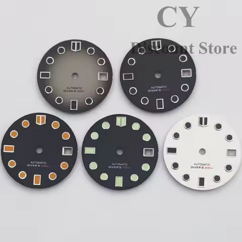 NH35 28.5mm Black White Watch Dial fit NH35 Movement fit 3 o'clock crown 3.8 o'clock crown