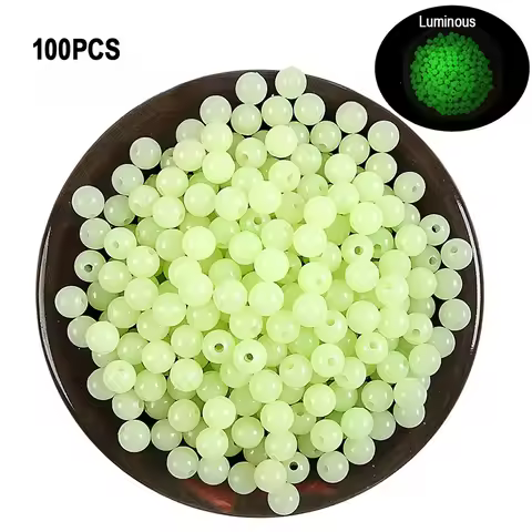 Luminous Beads Fishing Space Beans 4mm 5mm 6mm 100pcs/bag Rubber Lure Light Glowing Float Balls For 
