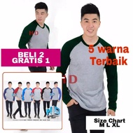 (PROMO BELI 2 GRATIS 1) Kaos raglan polos lengan panjang PRIA