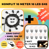 10M Kabel Fitting Gantung 10 METER 10 Lampu LED Gantung CAFE 10Meter LAMPU TAMAN LED Outdoor E27 10 