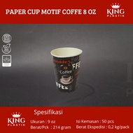 1 Box (1000 Pcs) Paper Cup 8oz coffee Motif Paper Cup coffee Motif 8oz 1 Box