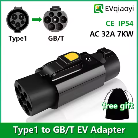 EVqiaoyi Type1 to GB/T EV Adapter 32A 7KW from SAE J1772 Pile to GB/T EV Charging Converter for Chin