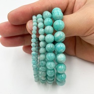 Natural Original Gemstones Crystal Bracelets 4/6/8/10mm Beads Amazonite Single Lap Beads Bracelet
