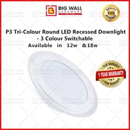 Perfect One P3 LED Glass Downlight / P6 Die-Casting Downlight Tri-Colour Circle/Square Shape - 3 Colour Switchable