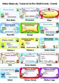 Stiker buku Motif Cewek - Cowok uk.7x4/Label Buku/Stiker Nama Buku/Label Nama Buku/Stiker Mapel untu