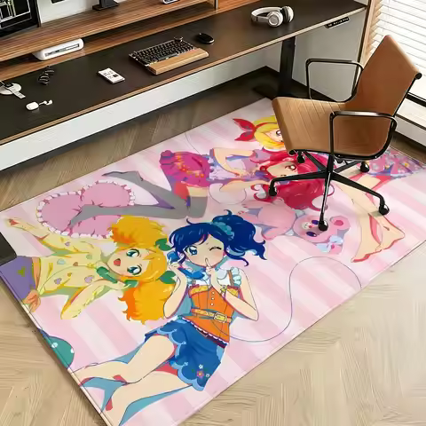 Anime A-Aikatsu! Floor Mat Soft Flannel Floor Mat Suitable for Entryways, Living Rooms, Bedrooms, an