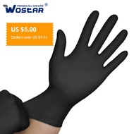 [Ready Stock] Gloves Nitrile Wostar Black Cleaning Gloves Allergy Free Waterproof Oilproof Dishwashi