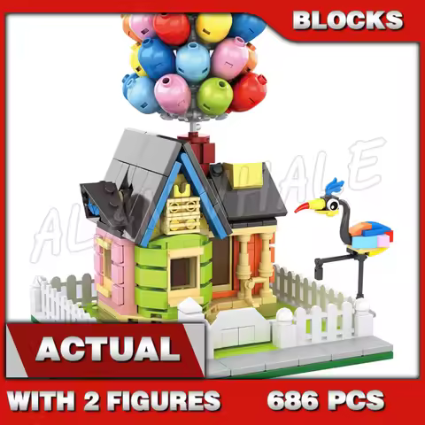 686pcs Ideas Balloon House Flying Up Home Garden Sky Adventure 7025 Building Block toys Compatible W