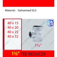 1-1/2” 40mm GI Tee Reducing / Galvanized Iron Reducer Tee / Tee GI Pipe Fitting