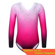 🎈BAOHULU Sparkle Gymnastics Leotard for Girls Long-Sleeve Ballet Leotard Diamond-Shaped Practice Performance Dance Costu