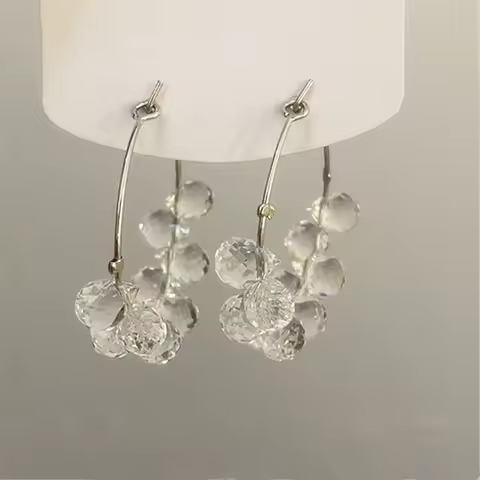 Clear Transparent Bead Hoop Earrings 2024 New Crystal Summer Earings For Women